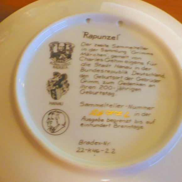 ❤️ Rapunzel Plate 1982 2677e Grimm's  Konigszelt Bavaria Box & Authenticity - Picture 6 of 12